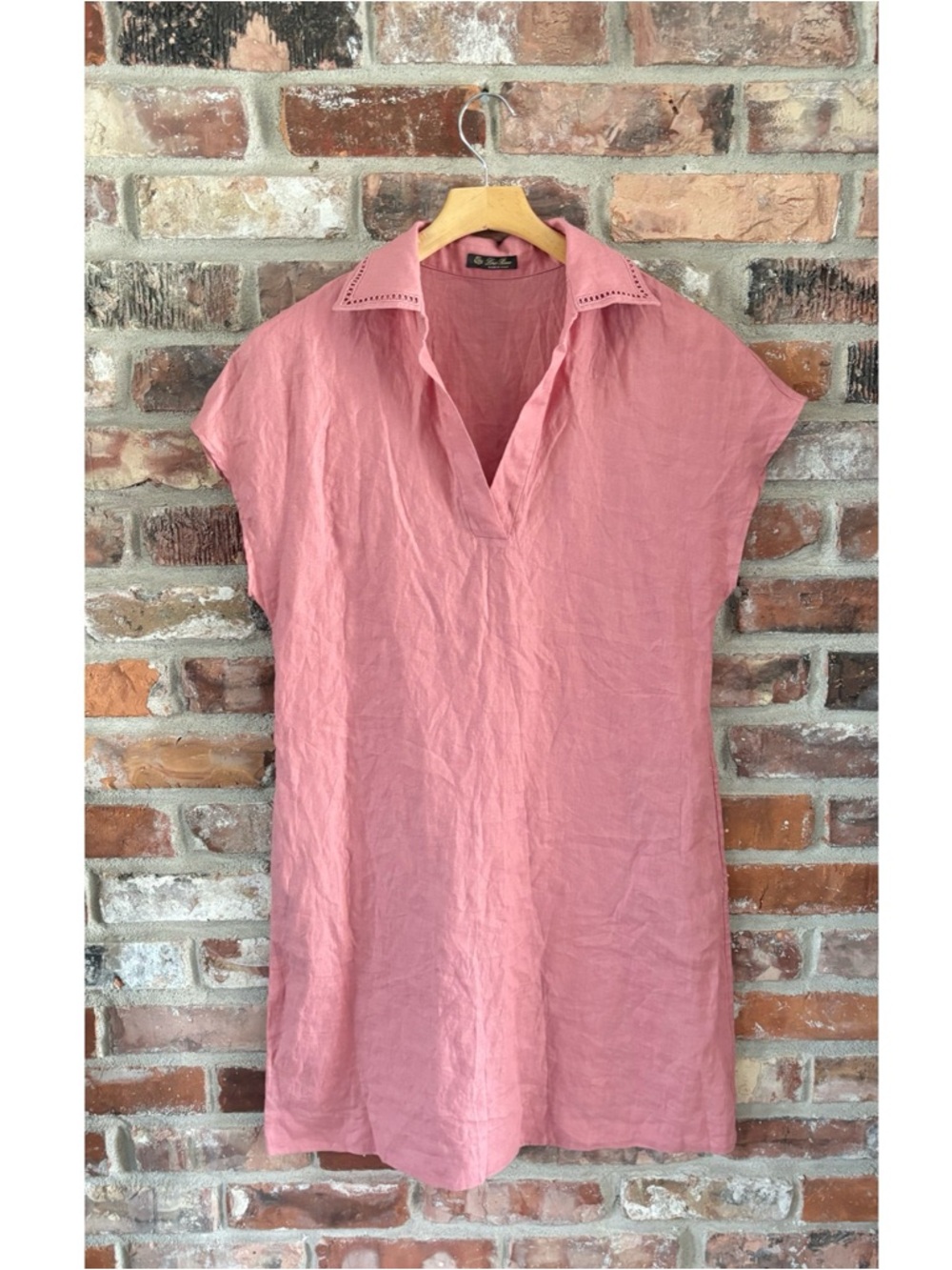 Loro Piana Pink 100% Linen Collared Sleeveless Dress, 40
